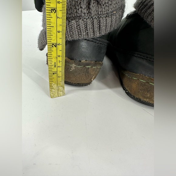 Simple Leather Cable Knit Winter Snow Boots Gray Black Womens 7.5 - Picture 9 of 12